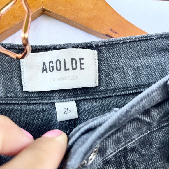AGOLDE | RILEY HIGH RISE STRAIGHT CROP JEANS IN PANORAMIC BLACK SIZE 25 - Picture 8 of 9